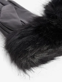 - ® - Leren handschoenen met imitatiebontrand*Barbour Discount