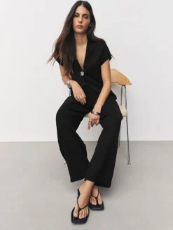 Zwart - Barrel Leg Compact Trousers*Next Discount