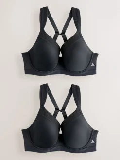 Zwart - B-G High Impact Dry Tech Full Cup Wired Sports Bras 2 Pack*Next Online
