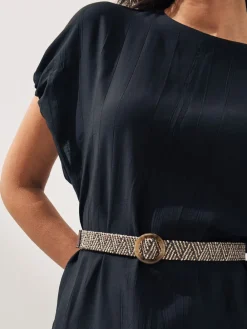 Zwart - Brede riem met raffia-effect en vierkante gesp*Next Sale