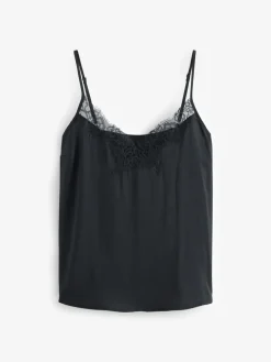 Zwart - Camitop met kant en smalle bandjes*Next New