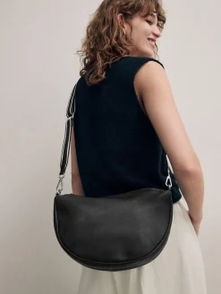 Zwart - Crossbodytas van leer met band*Next New