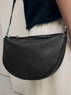 Zwart - Crossbodytas van leer met band*Next New