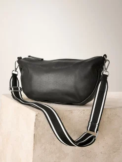 Zwart - Crossbodytas van leer met band*Next New
