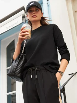 Zwart - Dik T-shirt met lange mouwen en ronde hals*Next Outlet