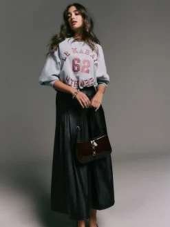 - Faux Leather Midi Kilt Skirt*Next Hot