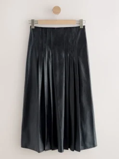 - Faux Leather Midi Kilt Skirt*Next Hot