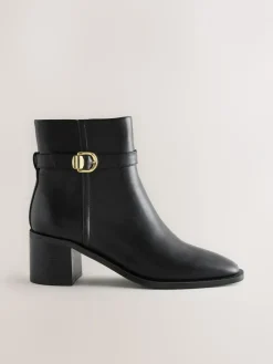 Zwart - Forever Comfort® Buckle Trim Block Heel Ankle Boots*Next Hot