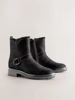 - Forever Comfort® Faux Fur Hardware Ankle Boots*Next New