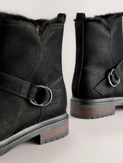 - Forever Comfort® Faux Fur Hardware Ankle Boots*Next New