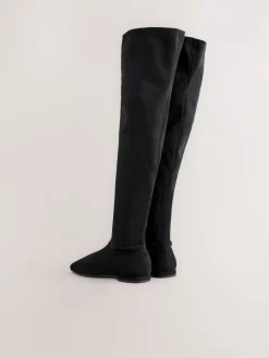 Zwart - Forever Comfort® Flat Sock Over The Knee Boots*Next Sale