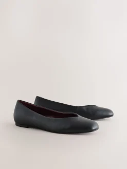 - Forever Comfort® Leather Square Toe Ballerina Flats*Next Online