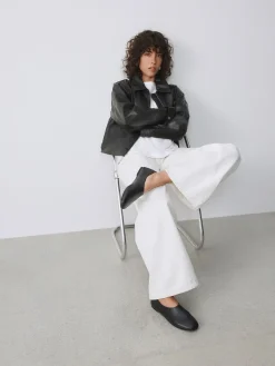 Zwart - Forever Comfort® Leather Hight Cut Ballet Flats*Next