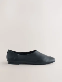 Zwart - Forever Comfort® Leather Hight Cut Ballet Flats*Next