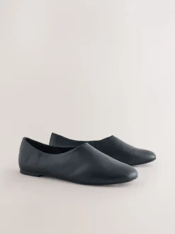 Zwart - Forever Comfort® Leather Hight Cut Ballet Flats*Next