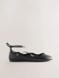 Zwart - Forever Comfort® Leather Ghillie Shoes*Next Outlet