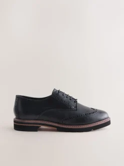 Zwart - Forever Comfort® Leather Brogue Detailing Chunky Sole Lace-Up Shoes*Next Discount