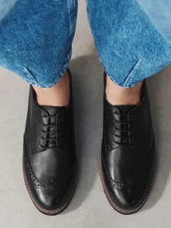 Zwart - Forever Comfort® Leather Brogue Detailing Chunky Sole Lace-Up Shoes*Next Discount