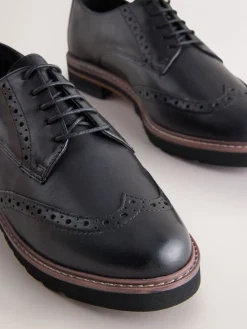 Zwart - Forever Comfort® Leather Brogue Detailing Chunky Sole Lace-Up Shoes*Next Discount