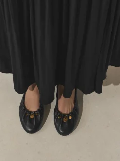 - Forever Comfort® Leather Ruched Charm Ballet Flats*Next Online