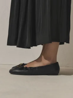 - Forever Comfort® Leather Ruched Charm Ballet Flats*Next Online