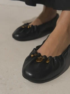 - Forever Comfort® Leather Ruched Charm Ballet Flats*Next Online
