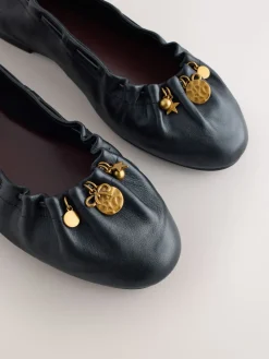 - Forever Comfort® Leather Ruched Charm Ballet Flats*Next Online