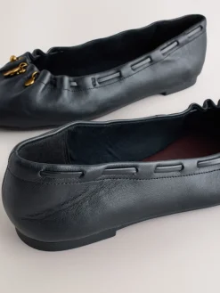 - Forever Comfort® Leather Ruched Charm Ballet Flats*Next Online