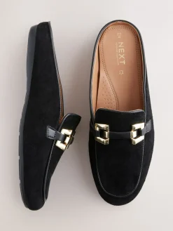 - Forever Comfort® Leather Hardware Trim Detail Loafer Mules*Next Outlet