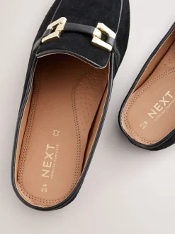 - Forever Comfort® Leather Hardware Trim Detail Loafer Mules*Next Outlet