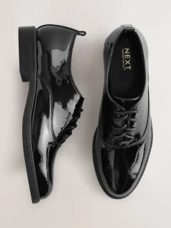 Zwart - Forever Comfort® Patent Almond Toe Lace-Up Shoes*Next Best