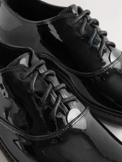 Zwart - Forever Comfort® Patent Almond Toe Lace-Up Shoes*Next Best