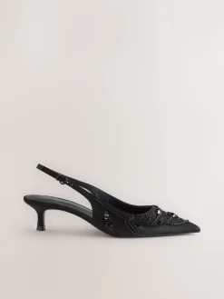 - Forever Comfort satijnen slingbacks met kralen en hakje*Next New