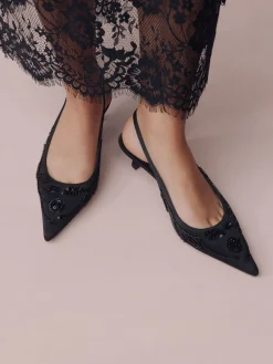 - Forever Comfort satijnen slingbacks met kralen en hakje*Next New