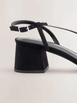 - Forever Comfort Square Toe Jewelled Strappy Block Heeled Sandals*Next Online