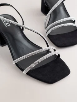 - Forever Comfort Square Toe Jewelled Strappy Block Heeled Sandals*Next Online