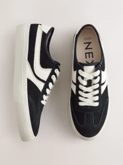 - Forever Comfort® Suede Side Stripe Skater Lace Up Trainers*Next Sale