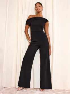 - Off The Shoulder Scuba Wide Leg Jumpsuit*Friends Like These Hot