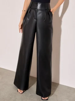 - Faux Leather Pleated Wide Leg Trousers*Friends Like These Clearance