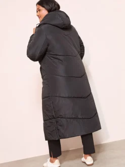 Zwart - - Lange gewatteerde jas met capuchon*Friends Like These Best