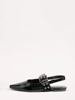 - Buckle Slingback Pointed Toe Faux Patent Leather Ballerina Shoes*Friends Like These Outlet