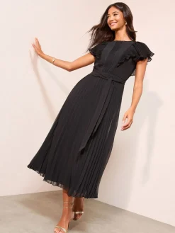 - Chiffon Pleated Lace Insert Midi Dress*Friends Like These Discount