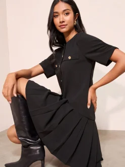 - Pleat Peplum Hem Mini Dress*Friends Like These Outlet