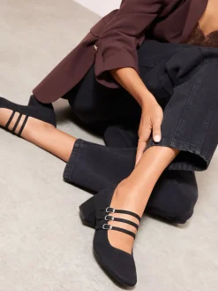 - Triple Strap Low Block Heel Smart Mary Jane Court Shoes*Friends Like These Sale