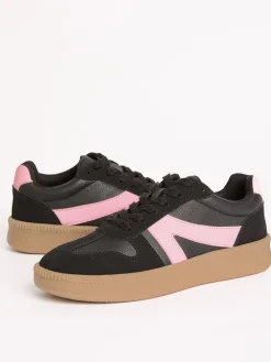 Zwart - Lace Up Retro Gumsole Sports Trainers*Friends Like These Clearance