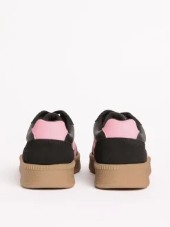 Zwart - Lace Up Retro Gumsole Sports Trainers*Friends Like These Clearance