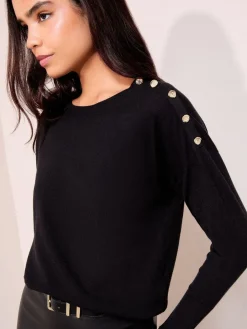 Zwart - Button Shoulder Jumper*Friends Like These Sale