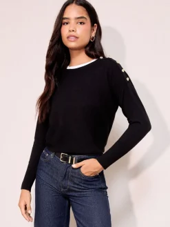 Zwart - Button Shoulder Jumper*Friends Like These Sale
