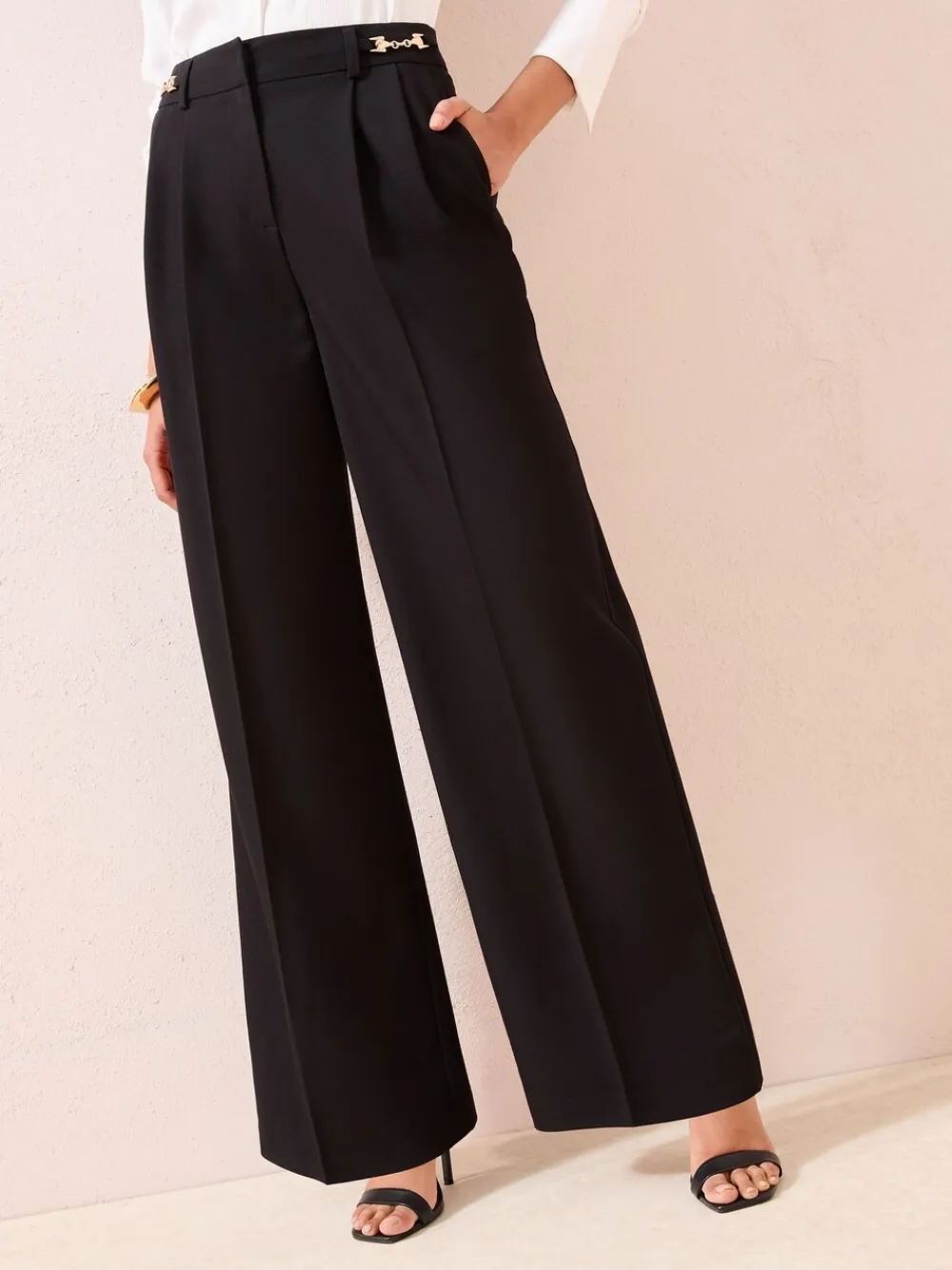 - X Lucy Mecklenburgh Snaffle Trim Premium Wide Leg Trousers*Friends Like These Discount