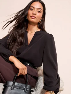 - Long Sleeve Pleat Front Detail Blouse*Friends Like These Discount